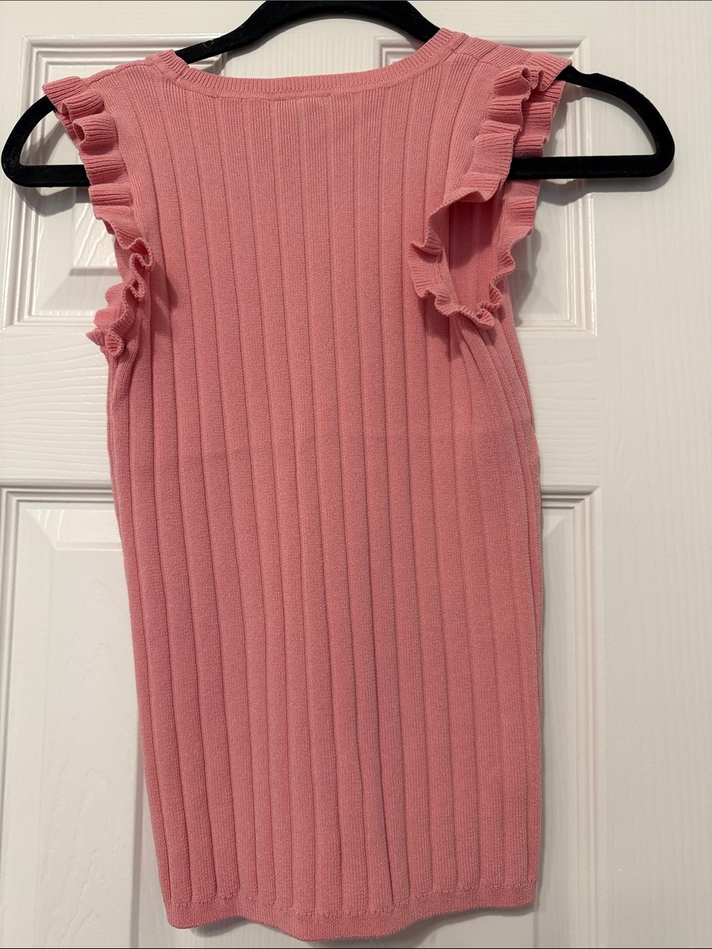 Ann Taylor Factory Pink Ribbed Ruffle Sleeve Tank Top - Picture 3 of 3